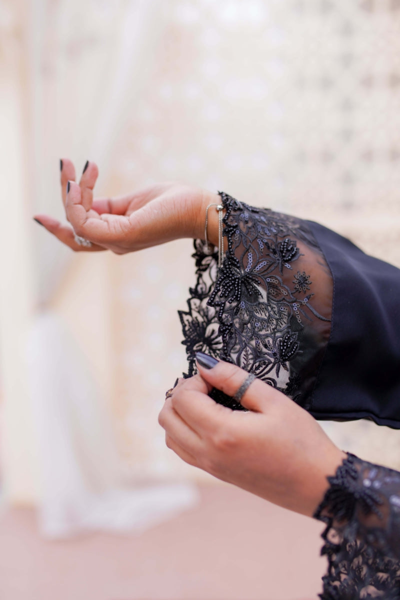 Black Embellished Sleeves - La Khilaba