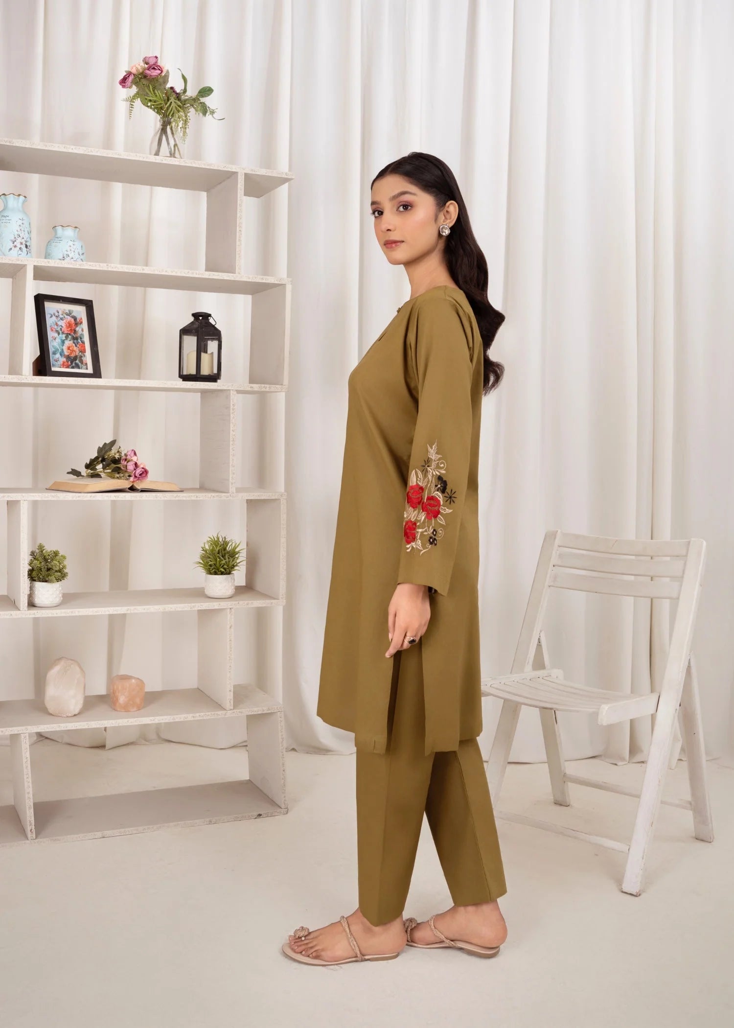 Faryal RSM Collection lawn kurta design in peanut color