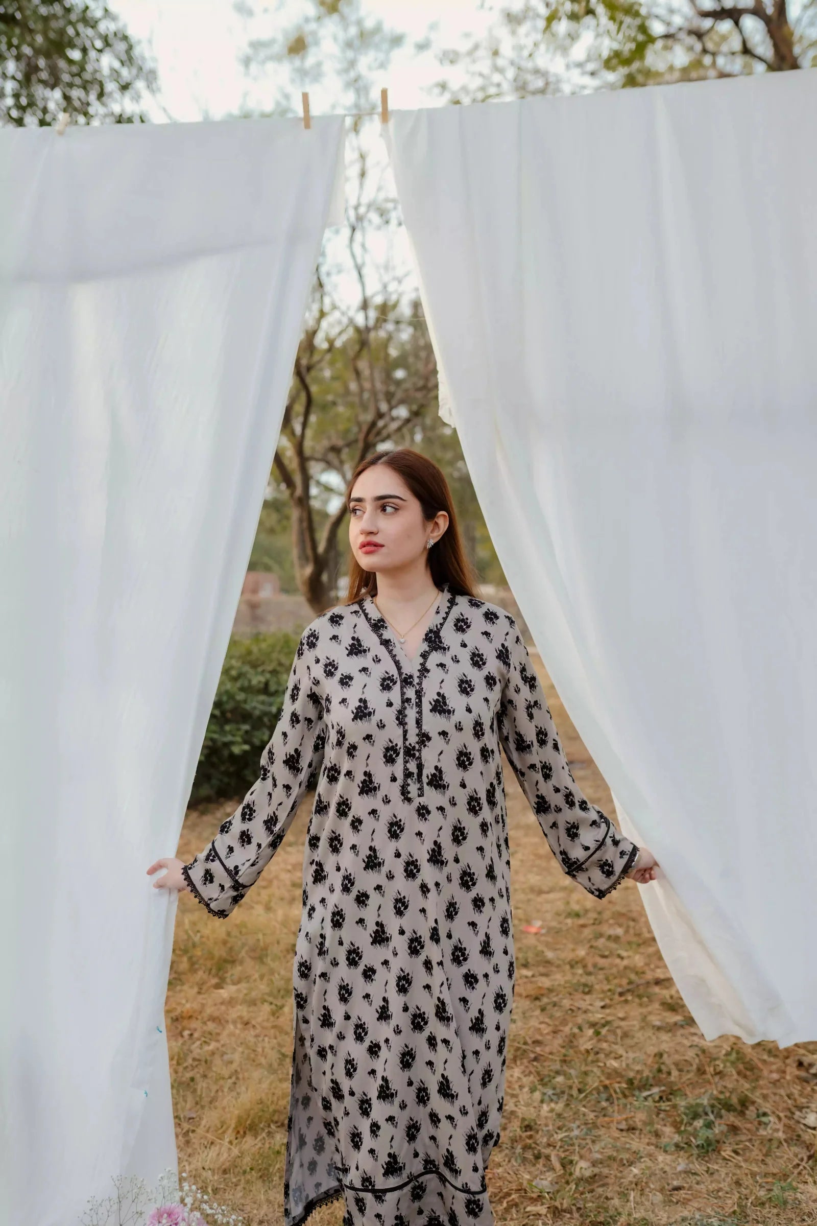 Beige and Black Printed - Eleganza