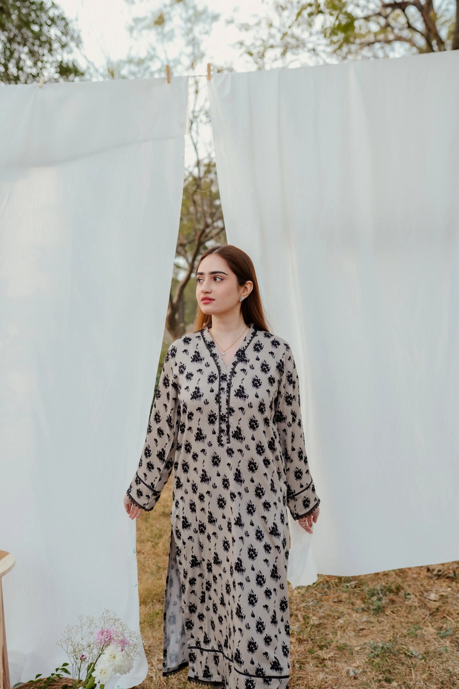 Beige and Black Printed - Eleganza