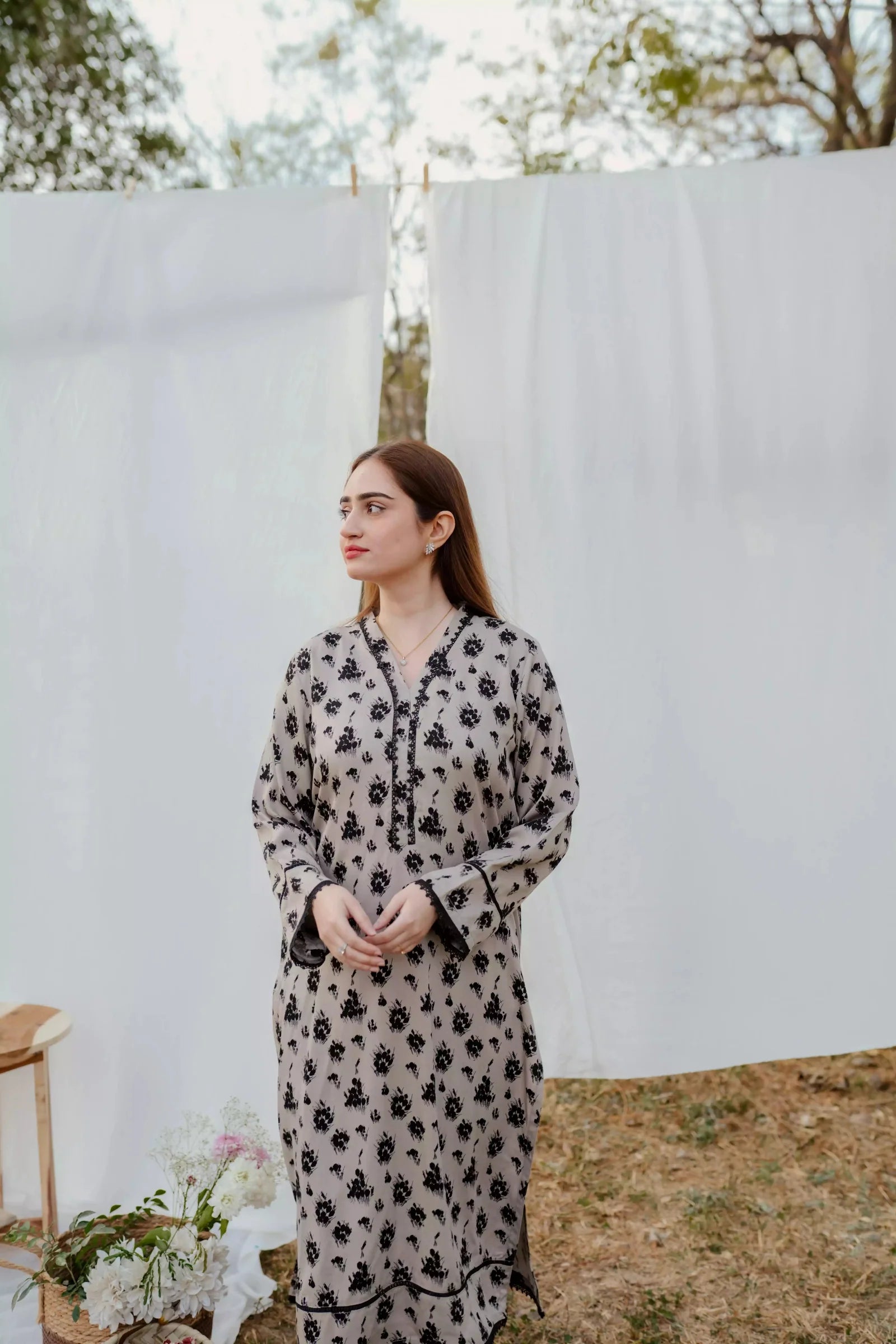 Beige and Black Printed - Eleganza