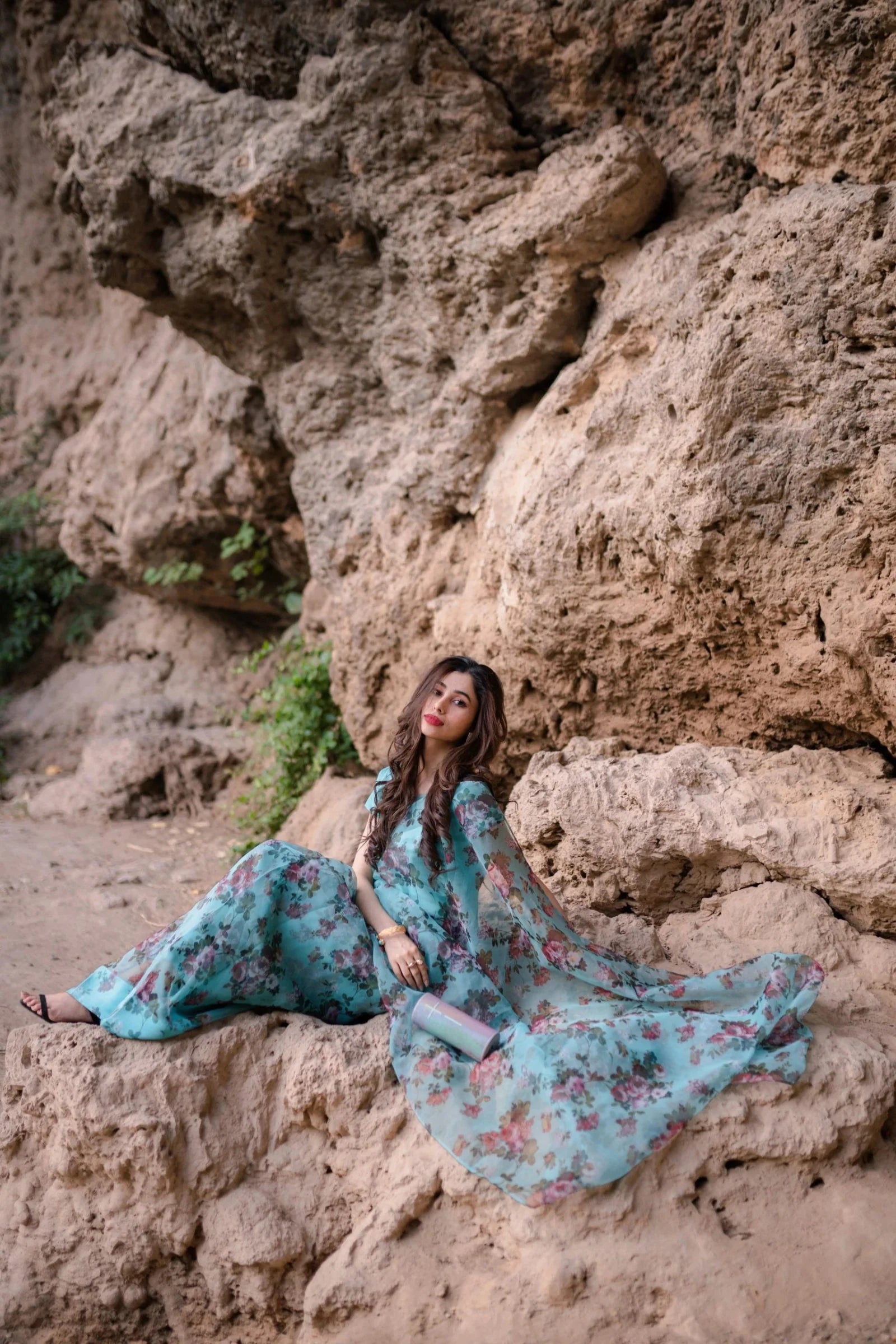 Bright Floral Organza Saree - Eleganza