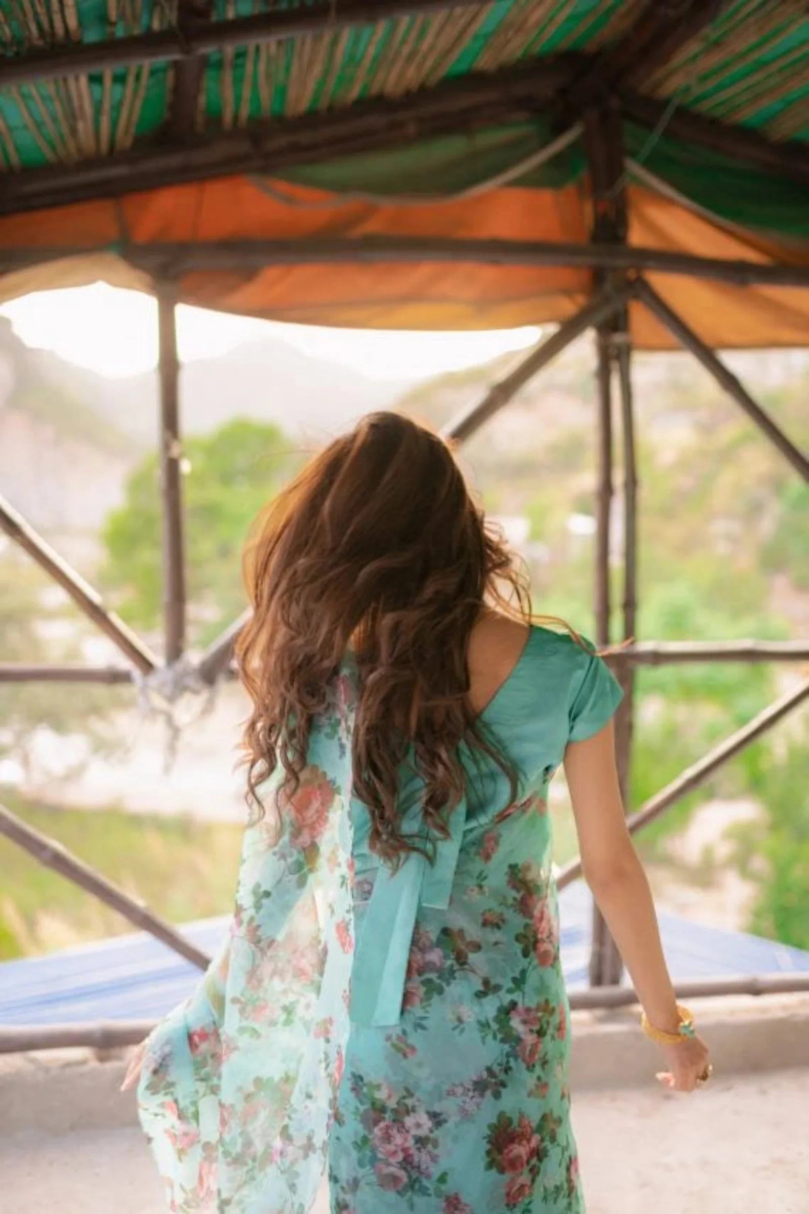 Bright Floral Organza Saree - Eleganza