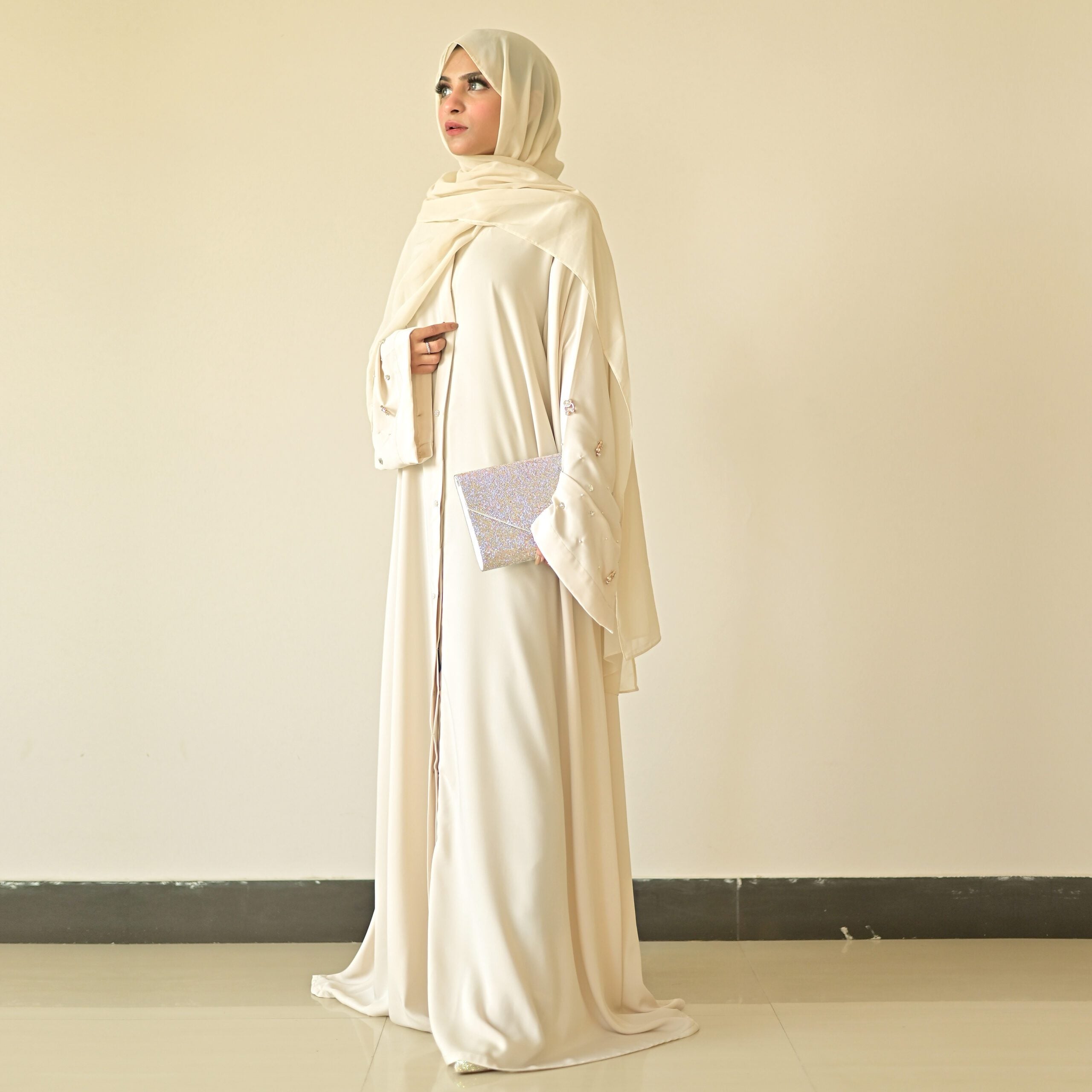 Droop Abaya-Ivory