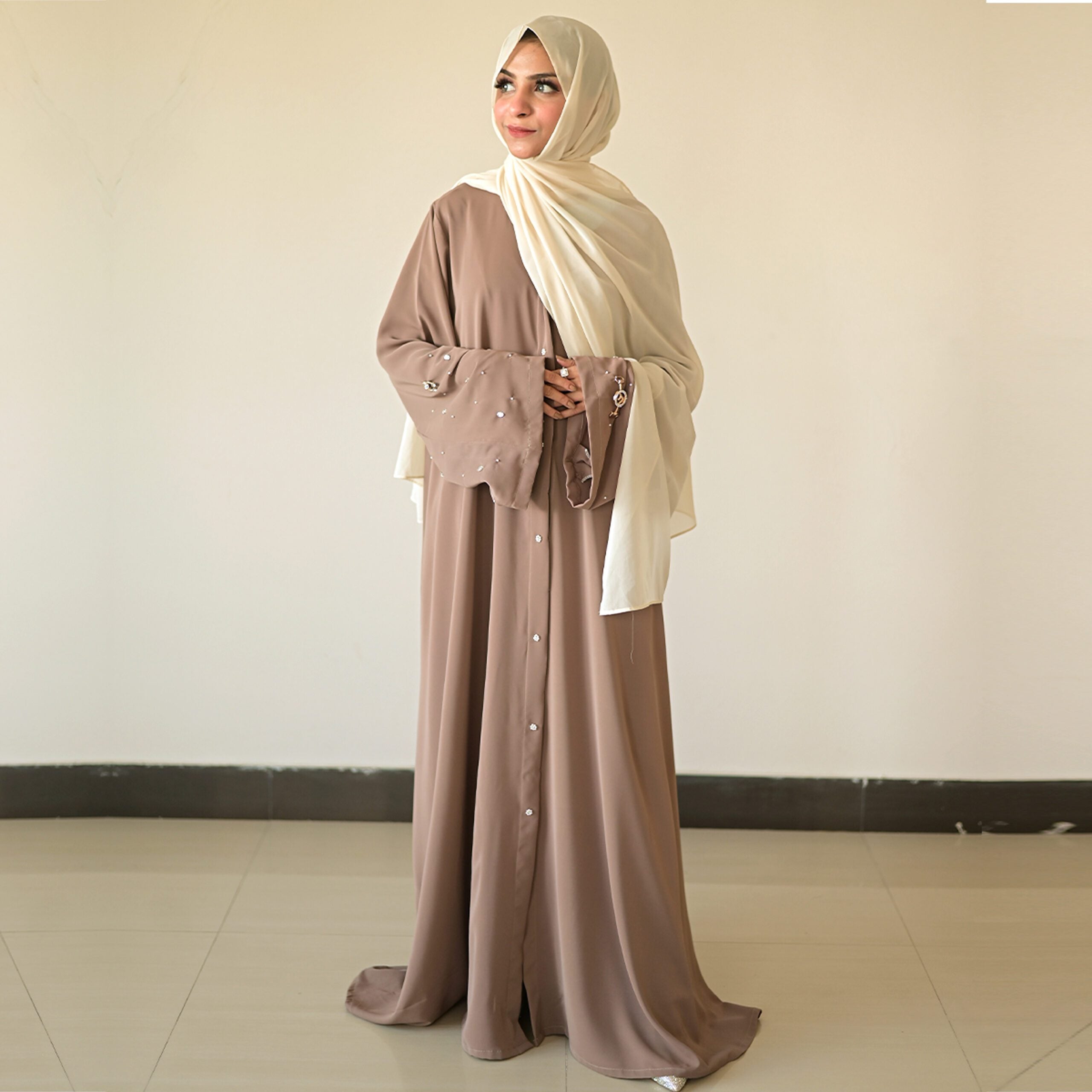 Droop Abaya-Sand Brown
