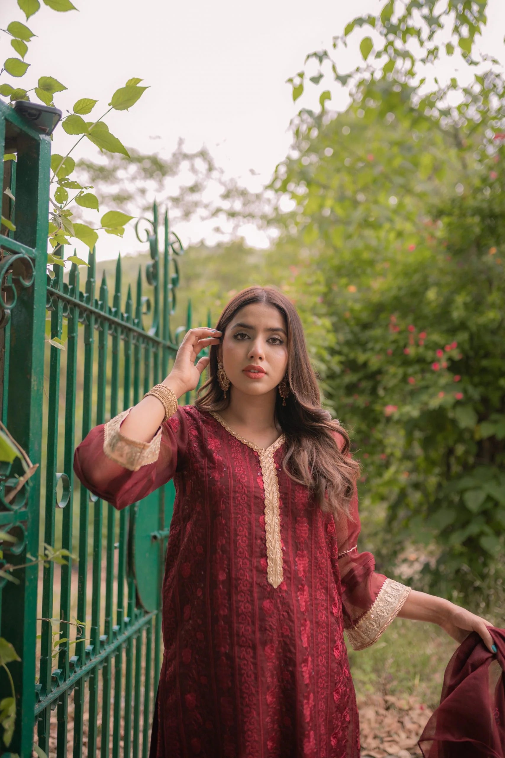 Maroon Cotton Net Embroidered – Eleganza