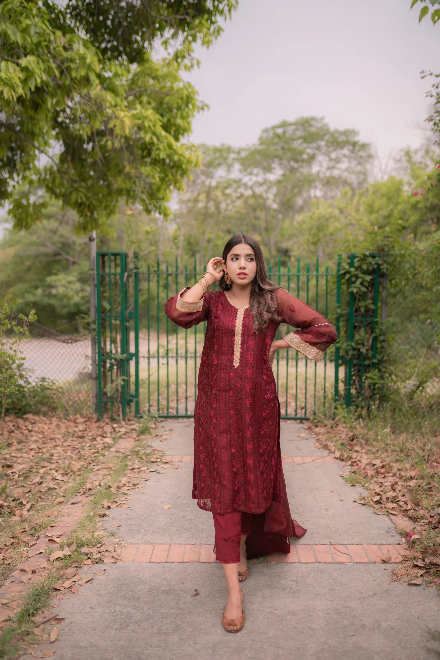 Maroon Cotton Net Embroidered – Eleganza