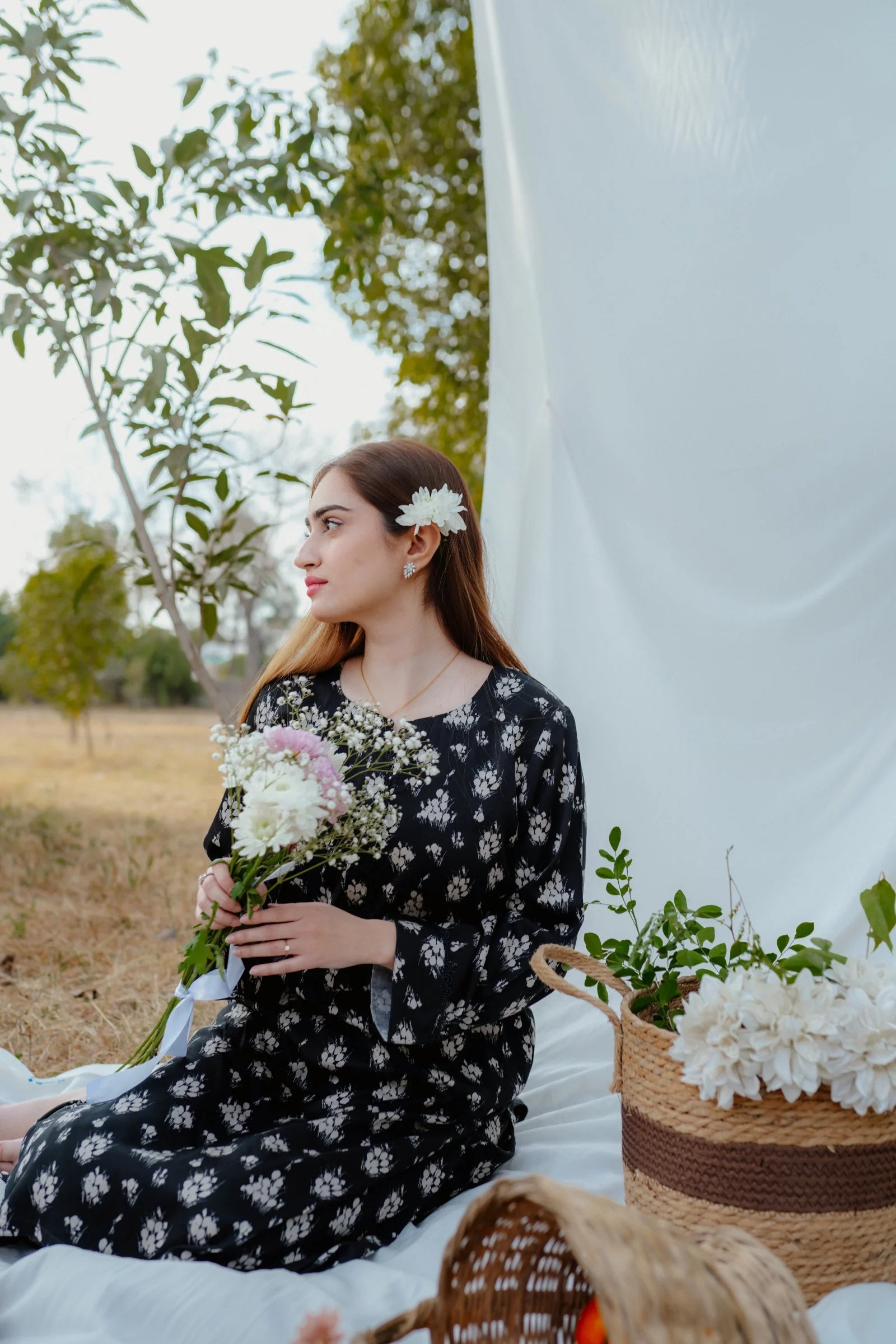 Black and white Floral Print - Eleganza